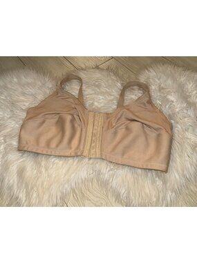 Comfort Choice Cotton Wireless Front Close Bra Womens 42D Beige 27-1111-7